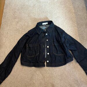 New With Tags- Zara Cropped Dark Denim Jacket